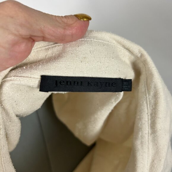 Jenni Kayne Relaxed Oversized Shirt Ivory Raw Silk Boyfriend XL - Picture 5 of 6